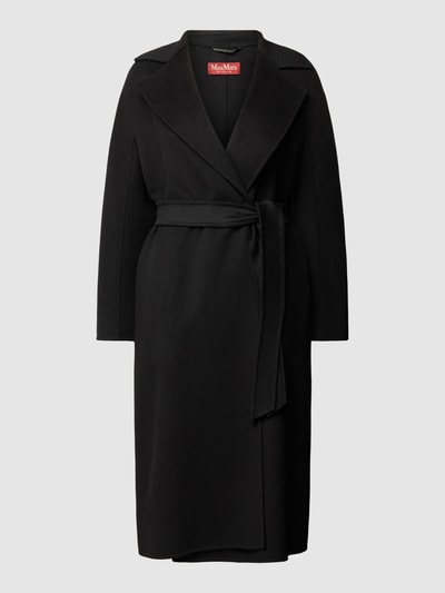 Max Mara Studio Wollmantel aus Schurwoll-Mix mit Bindegürtel Modell 'CLES' Black 2