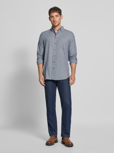 Christian Berg Men Vrijetijdsoverhemd met knoopsluiting Marineblauw - 1