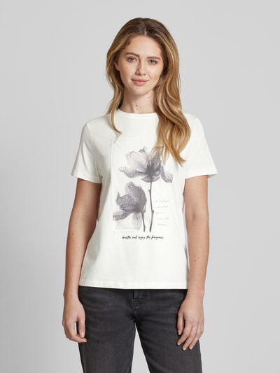 comma T-Shirt mit Motiv-Print Weiss 4