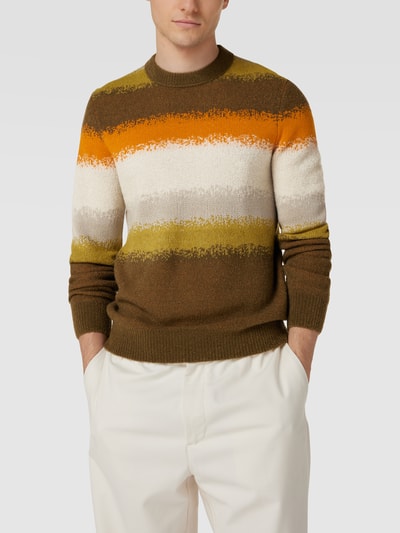 BOSS Orange Strickpullover mit Streifenmuster Modell 'KULTICO' Oliv 4