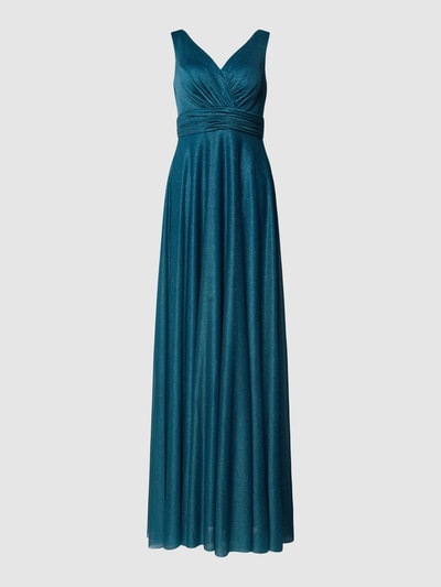 TROYDEN COLLECTION Abendkleid mit Taillenband in schimmerndem Look Petrol 2