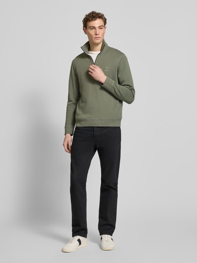 BOSS Orange Krój regular fit troyer z czystej Bawełna Model 'TERRY' Miętowy 1