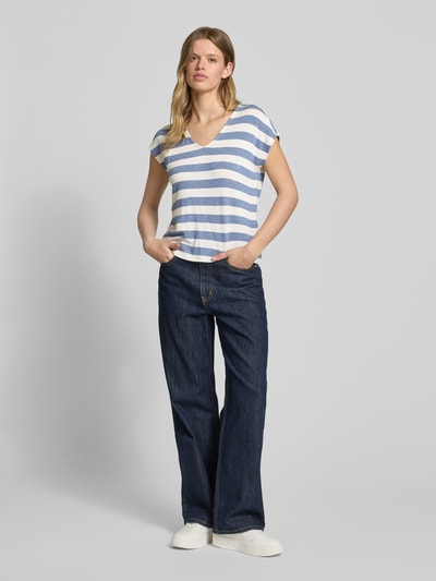 ONLY Relaxed Fit T-Shirt aus fein gestricktem Viskose-Mix Modell 'LIRA LIFE' Jeansblau 1