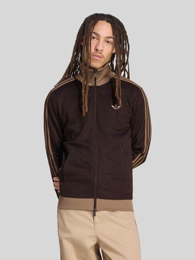 adidas Originals regular fit sweatjack van katoenmix model 'BECKENBAUER TT' Donkerbruin - 4
