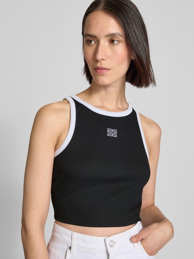 Gestuz Korte top met labelstitching, model 'drew' Zwart - 3