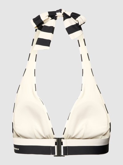 Produktfoto, Bikini-Oberteil mit Streifenmuster Modell 'Classic' von Marc O'Polo, Weiß mit schwarzen Streifen, Stretch-Material, Klickverschluss