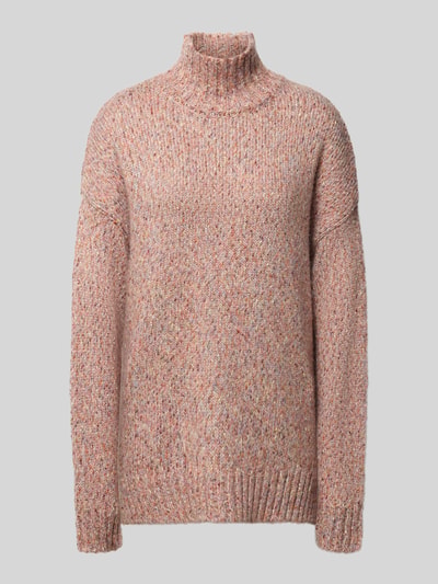 Produktfoto, Strickpullover mit Stehkragen Modell 'FANNY' von ICHI, Relaxed Fit, melierte Textur, rosa-beige Töne, überschnittene Schultern