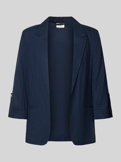 Produktfoto, Relaxed Fit Blazer aus Viskose-Leinen-Mix Modell 'GOA' von Only in Dunkelblau, Optik: Unifarben, Reverskragen, 3/4-Arm, Leistentaschen