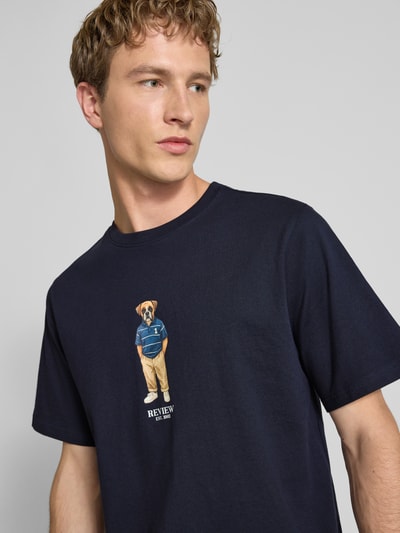 REVIEW t-shirt z nadrukiem z motywem i okrągłym dekoltem Granatowy 3