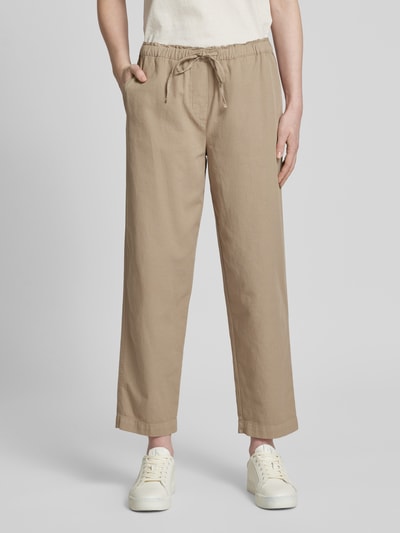 Marc O'Polo Spodnie sportowe o kroju tapered z mieszanki lnu i bawełny Beżowy 4