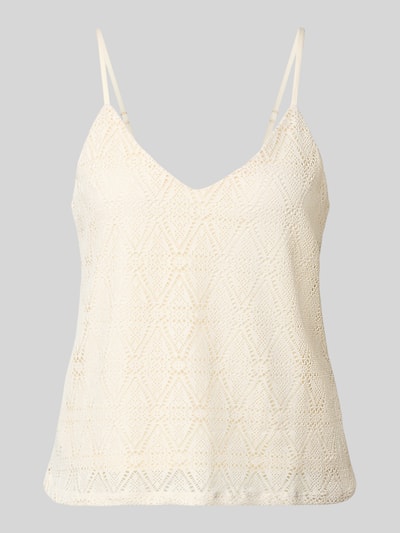 Produktfoto, Regular Fit Top mit Spitze Modell 'MAYA' von Vero Moda, Optik: Unifarben, Passform: Regular-Fit, Spitze, V-Ausschnitt, Trägerform: verstellbare Spaghettiträger