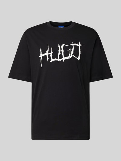 Produktfoto, Regular Fit T-Shirt aus reiner Baumwolle Modell 'NAMERIX' von Hugo Blue, efekt: jednolity kolor, nadruk z logo, okrągły dekolt, krótki rękaw