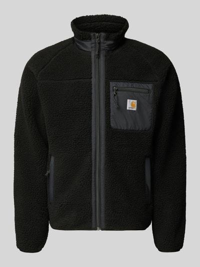 Produktfoto, Fleecejacke mit Brusttasche Modell 'PRENTIS LINER' von Carhartt Work In Progress in Schwarz, Stehkragen, grobe Struktur, Reißverschlüsse.