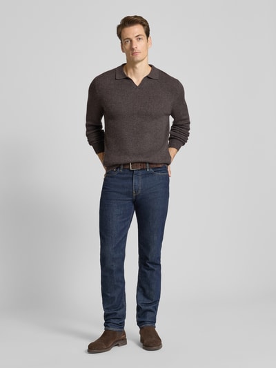 bugatti Gebreide pullover met polokraag Donkerbruin - 1