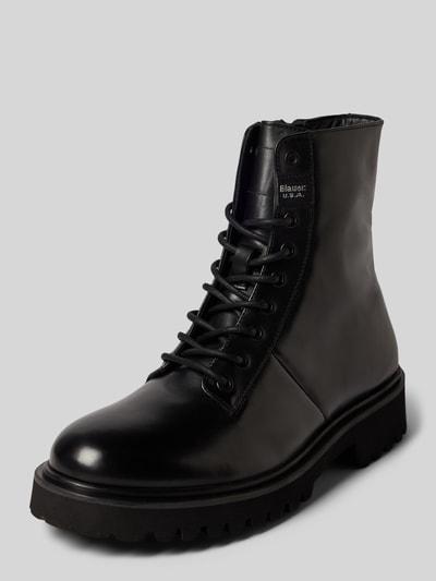 Blauer USA Schnürstiefel mit Label-Detail Modell 'BUXTON' Black 1