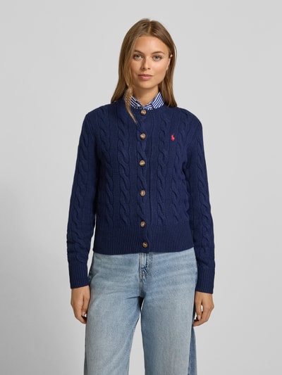 Polo Ralph Lauren Kurtka z dzianiny z mieszanki wełny i kaszmiru ze ściegiem warkoczowym Granatowy 4