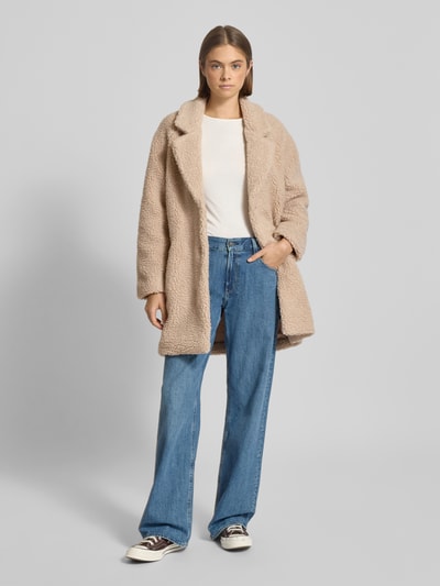 Only Płaszcz z futerka o kroju relaxed fit z kołnierzem z połami model ‘NEWAURELIA’ Piaskowy 1