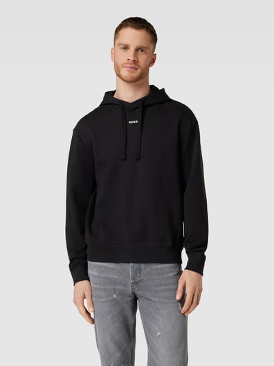 HUGO Sweatshirt met extra brede schouders, model 'Dapo' Zwart - 4