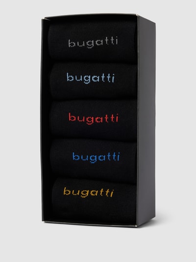 bugatti Socken mit Kontraststreifen im 5er-Pack Black 3