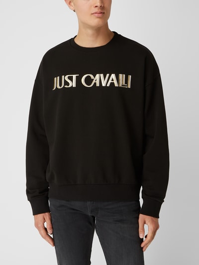 Just Cavalli Bluza typu oversized z nadrukiem z logo  Czarny 4