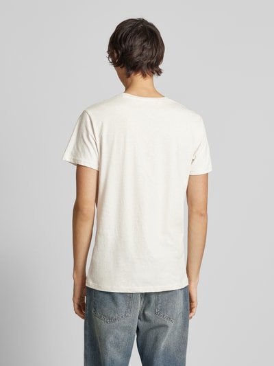 Tommy Jeans T-shirt met labelprint Offwhite gemêleerd - 5