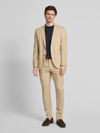 HUGO Slim Fit Anzughose mit Bundfalten Modell 'Hesten232X' Beige 1