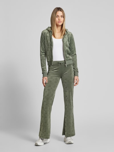 Juicy Couture Flared Sweatpants mit Tunnelzug Modell 'MONOGRAM LISA' Oliv 1