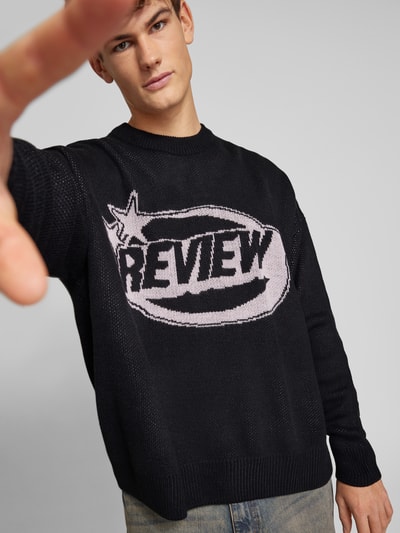 REVIEW Strickpullover mit Label-print Black 3