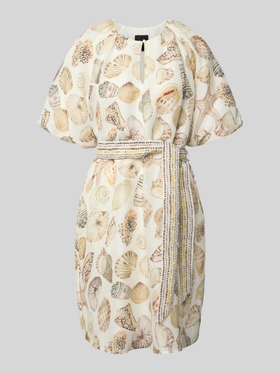 Marc Cain Knielanges Kleid aus Viskose mit Bindegürtel Offwhite 2