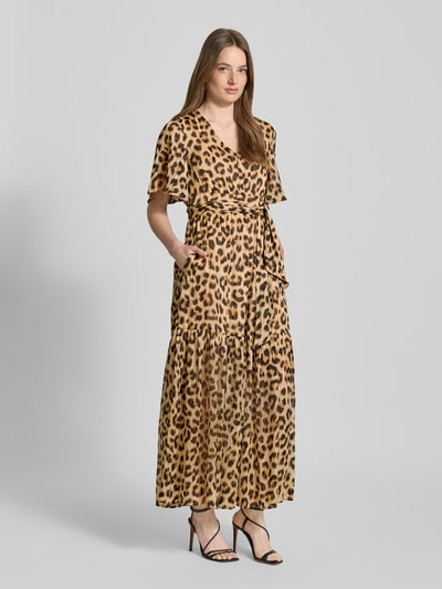 Oui Maxikleid mit V-Ausschnitt Camel 1