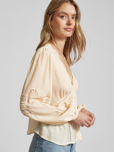 Mango Bluse mit durchgehender Knopfleiste Modell 'DIANA' Beige 3