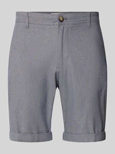 Produktfoto, Slim Fit Chinoshorts aus Baumwoll-Mix Modell 'LUTON' von SELECTED HOMME, unifarben, feine Webstruktur, Grau, Vorderansicht.