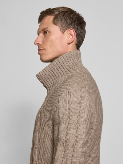 FTC-Cashmere Gebreid jack van mix van katoen en kasjmier Beige - 3