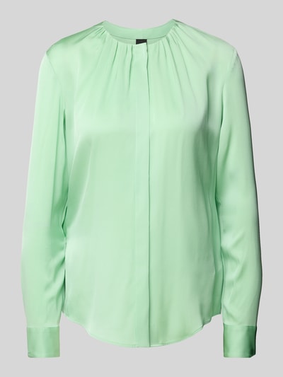 BOSS Regular fit zijden blouse met plooien, model 'Banorah' Lichtgroen - 2