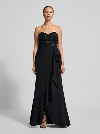 Adrianna Papell Abendkleid mit Volants und Pailletten Black 4