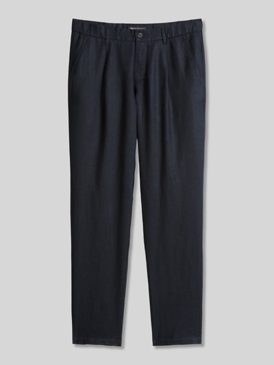 Produktfoto, Tapered Leinenhose mit Gürtelschlaufen Modell 'OSBY JOGGER' von Marc O'Polo für Herren, Optik: Unifarben, Passform: Tapered, Bundfalte, seitliche Eingrifftaschen, Gesäßtaschen, aus reinem Leinen, glatte Struktur, dunkelblauer Farbton.