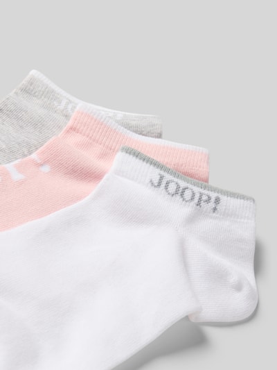 Produktfoto, Sneakersocken mit Label-Details im 3er-Pack von JOOP! Collection, mieszanka bawełny, dopasowany krój, zestaw 3 szt., biel, róż, szarość, gładka faktura