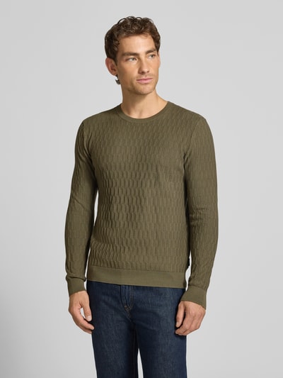 JOOP! COLLECTION Regular fit pullover van katoen model '10Dapher' Olijfgroen - 4