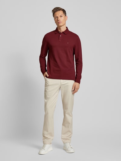 Tommy Hilfiger Poloshirt met labelstitching Donkerrood - 1