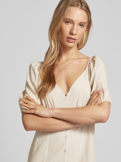 Vero Moda Midi-jurk van een mix van viscose en linnen, model 'MYMILO' Taupe - 3