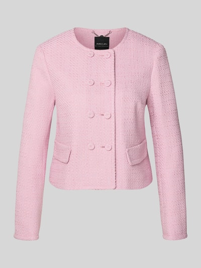 Produktfoto, Regular Fit Blazer mit Pattentaschen von Marc Cain in Rosa, Struktur-Oberfläche, Reine Baumwolle, Zweireiher, Knopfverschluss