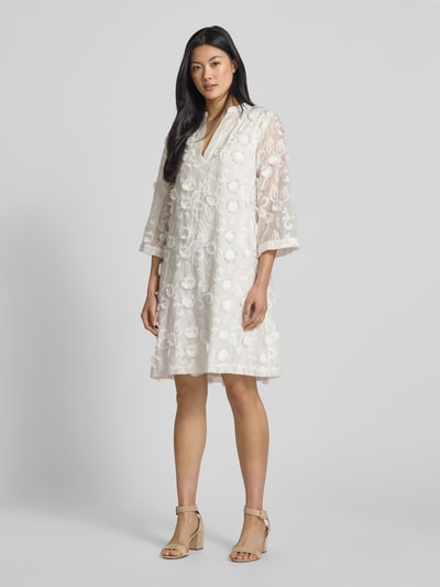 JOOP! Knielanges Kleid mit Taillengürtel Modell 'Delina' Offwhite 1