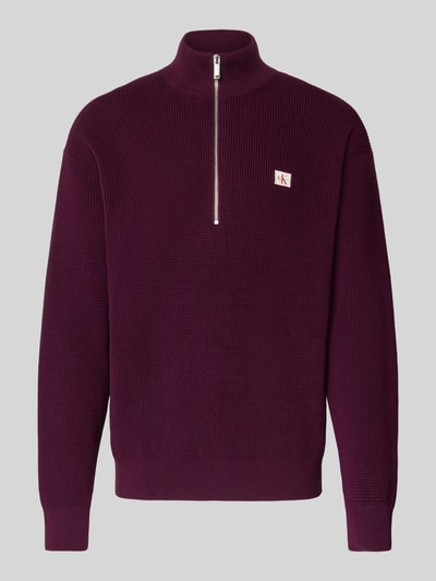 Calvin Klein Jeans Strickpullover mit gerippten Abschlüssen Bordeaux 2