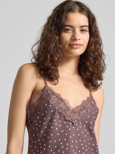 REVIEW Top aus Satin mit Spitzenbesatz Dunkelbraun 3