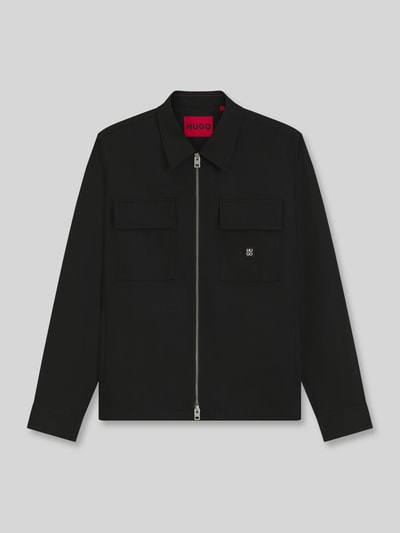 HUGO Oversized Fit Hemdjacke mit Label-Detail Modell 'Elack' Black 2
