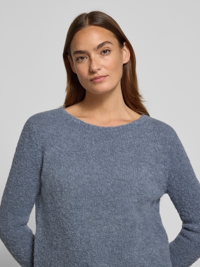 Marc O'Polo Regular fit gebreide pullover van scheerwolmix met alpaca Rookblauw - 3
