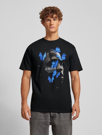 Mister Tee T-shirt met motiefprint, model 'LE PAPILLON' Zwart - 4