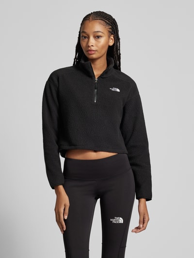 The North Face Cropped Fleecepullover mit Label-Stitching Metallic Black 4