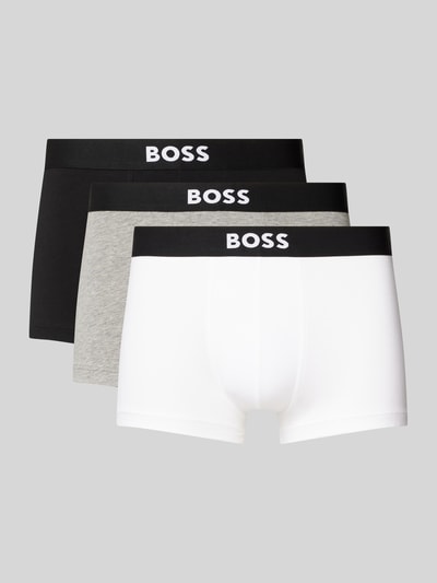 BOSS Trunks mit elastischem Logo-Bund im 3er-Pack Modell 'ONE' Mittelgrau Melange 1