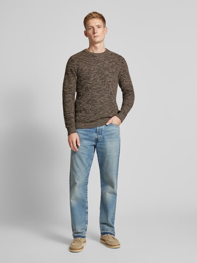 SELECTED HOMME Gebreide pullover met ronde hals, model 'NEWVINCEBUBBL' Lichtbruin - 1